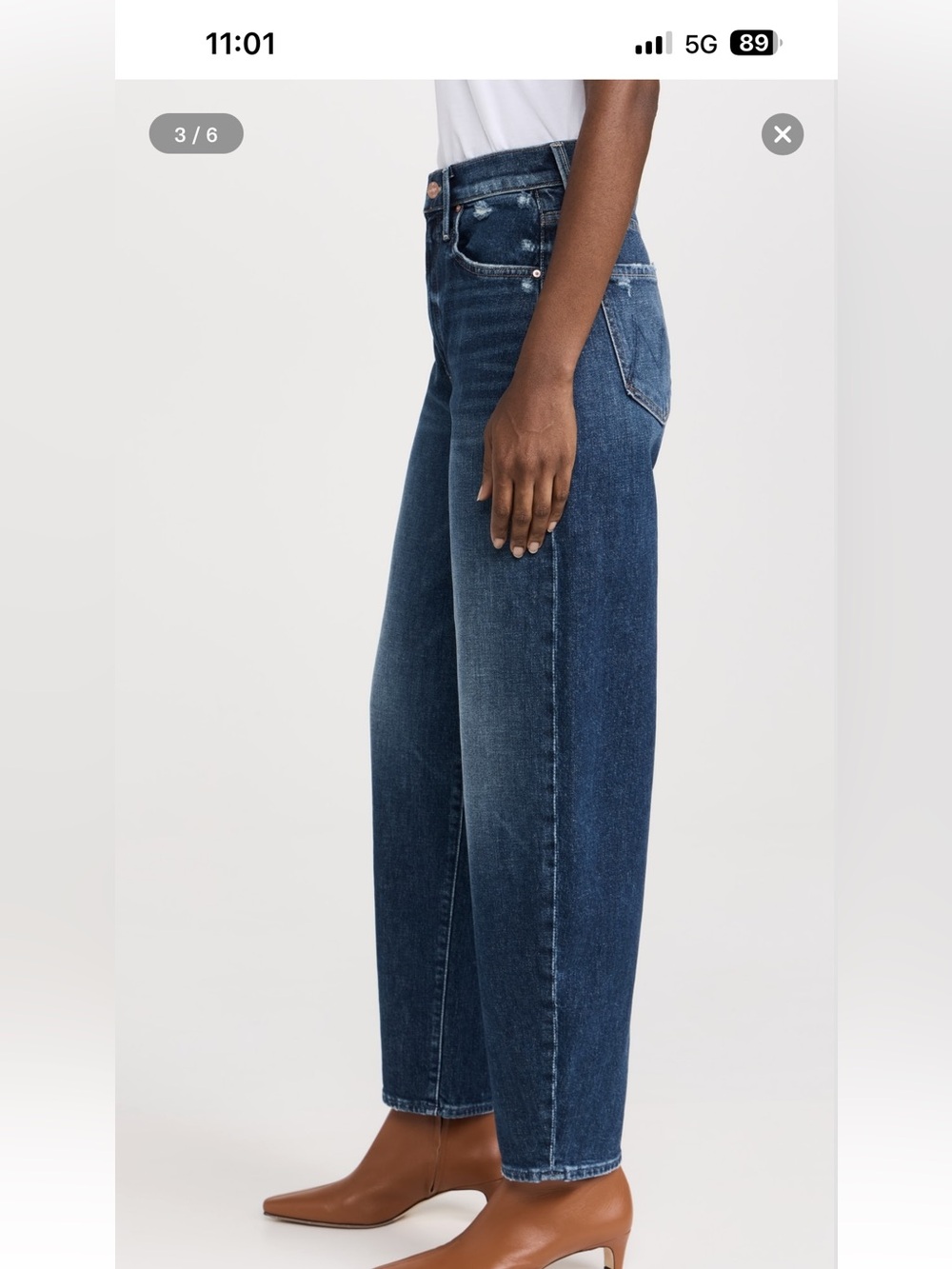MOTHER Women's Jeans in Dark Blue Wash THE FANGIRL FLOOD - Picture 4 of 11